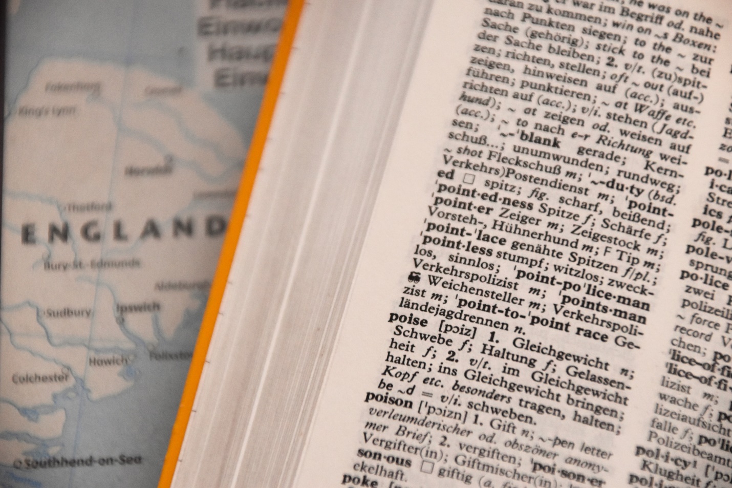 Photo of open dictionary